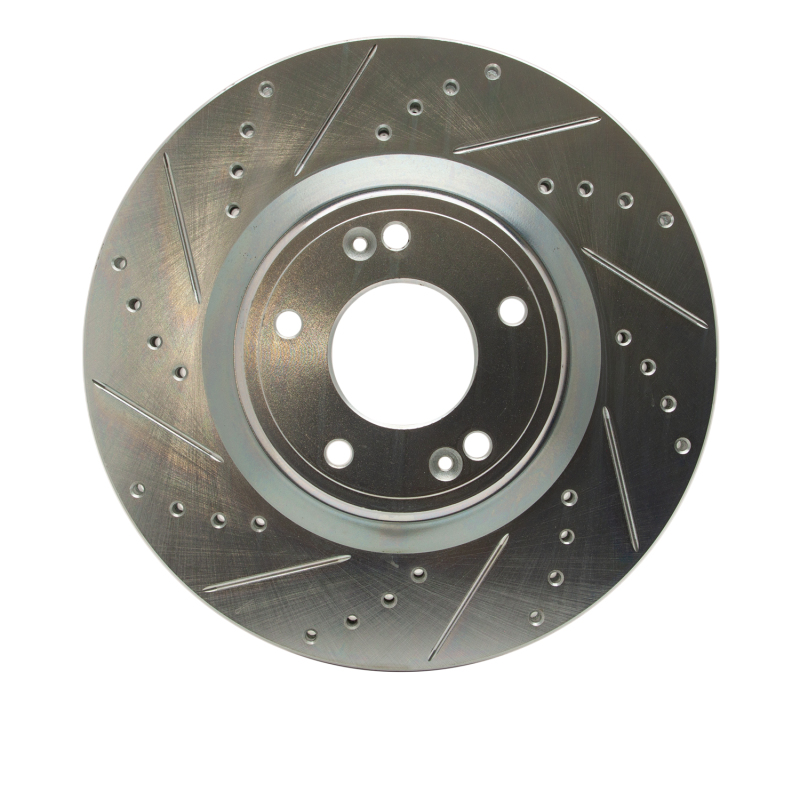 Hyundai Genesis Brake Rotor (1) - Front Left - R1 Concepts - Drilled & Slotted - Silver - `09-`11
